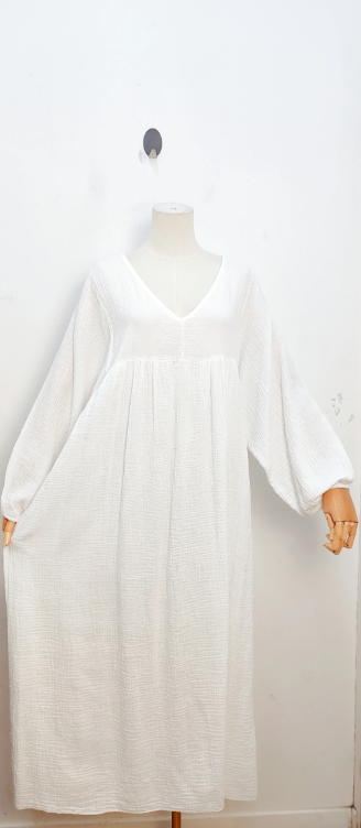 Robe gaz de coton blanche