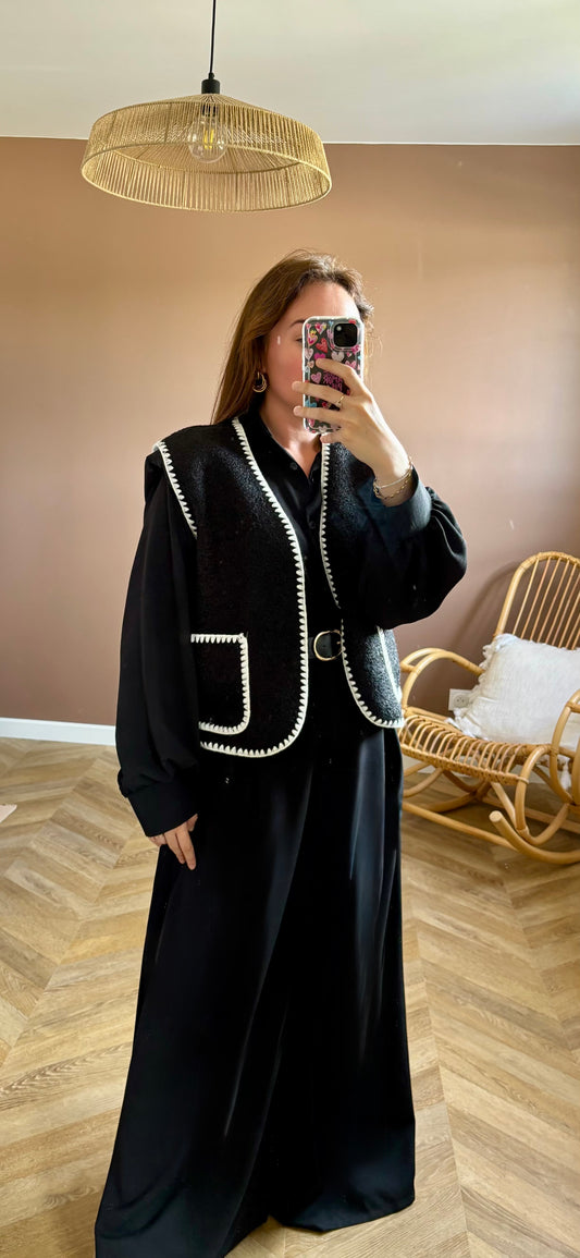 Gilet sans manches noir et blanc