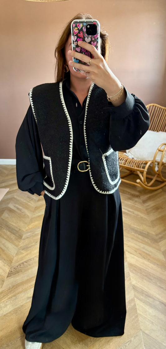 Gilet sans manches noir et blanc