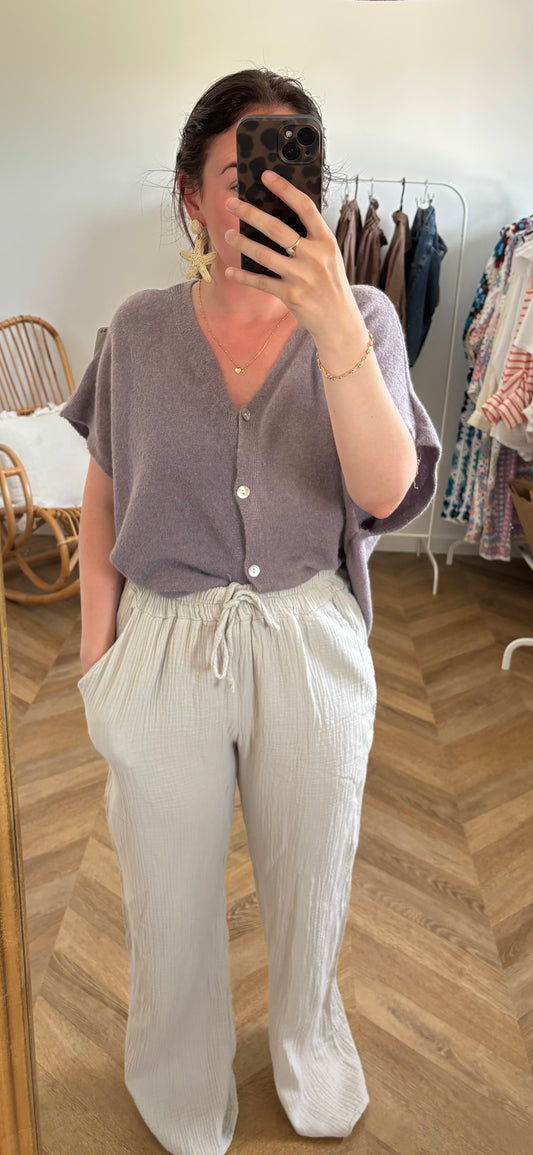 Gilet manches courtes taupe