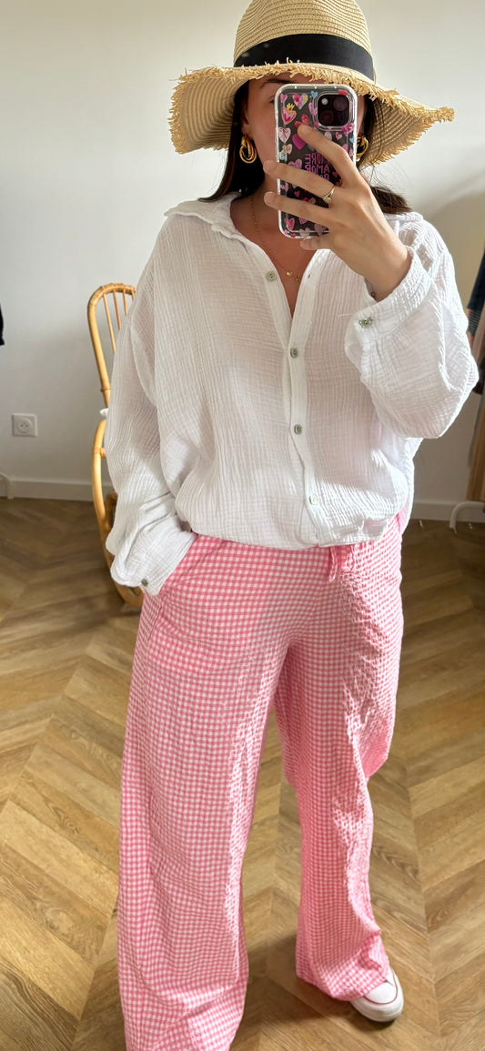Pantalon vichy rose