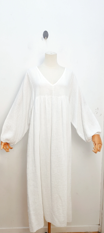 Robe gaz de coton blanche